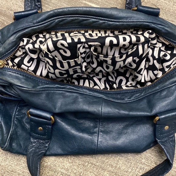 Marc by Marc Jacobs Blue Leather Totally Turnlock Benny Purse Satchel Shoulder - Picture 5 of 16